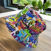 Resim Yılbaşı Kutlamaları için Tüm Mevsimlerde Dış Mekan Moda Aksesuarı, Ters Çevrilebilir Kapanış, El Yıkamaya Uygun, El Yapımı Baskı, Hafif Polyester Kumaş, Unisex Grafiti Baskılı Şapka 