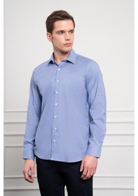 Resim Erkek Lacivert Pamuk Trend Regular Fit Sert Yaka Gömlek 25mc004037200 Lacivert Lacivert 