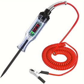 Resim 1 adet Otomotiv Test Kalemi Devre Test Cihazı, DC 6-24V Araç Gerilim Dijital Ekran, Lamba ile Uzun Uçlu Kalemi, Bir Otomotiv Teşhis Aracı ve Bakım Aracı, Devre Gerilimini Doğru Okuyabilen, Pil Olmadan 