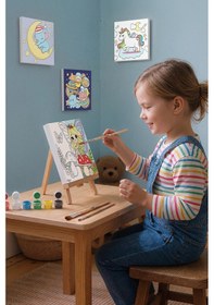Resim Peri Kızı Temalı Çocuk Boyama Tuvali Şövaleli Eğitici Boyama Seti 20x20 Cm 