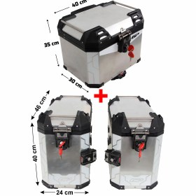 Resim GP KOMPOZİT Universal 37+40+40 lt Alüminyum Motosiklet Çanta Seti Gri 