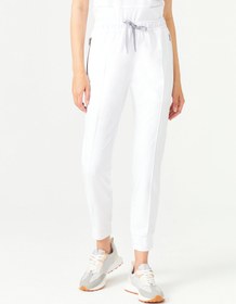 Resim 01 Kadın Nervürlü Ribana Paça Scrub Alt - Beyaz - XL 