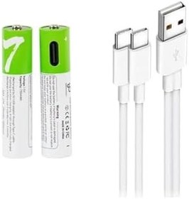 Resim Type-C Şarjlı 800MWH 1.5V Şarj Edilebilir 2'li AAA İnce Pil - Lityum Iyon Batarya 