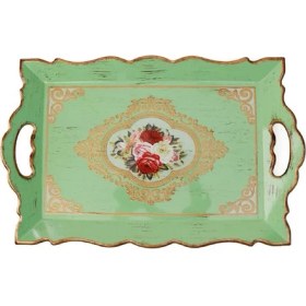 Resim Ancel Ahsap Yeşil Çatlatma Tepsi 42,5x28Cm 