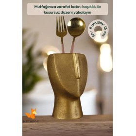 Resim Tezgah Kaşıklık Modern Tezgah Üstü Kaşıklık Dekoratif Dik Kaşıklık Altın Eskitme Renk Model 23 