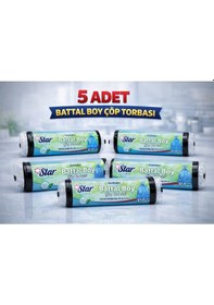 Resim Star Plus Standart Büyük Boy Atık Poşeti 65x80 Cm 10 Adet Dayanıklı Sızdırmaz Atık Torbası 5 Adet 