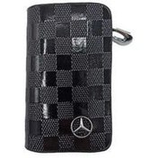 Resim Mercedes Uyumlu Fermuarlı Parlak Deri Anahtar Kabı 