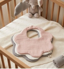 Resim 3 Lü %100 Pamuk Organik 8 Kat Müslin Bebek Mama Önlüğü / Salya Önlüğü / Yakalık 