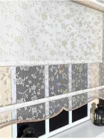 Resim Çift Mekanizmalı Somon Rengi Tül Perde Ve Ekru Stor Perde Stb45248-v111 Bej 