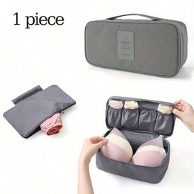 Resim 1 adet Kadın İç Çamaşırı Düzenleyici Çanta - Seyahat ve Günlük Kullanım Depolama Torbası ile Güvenli Fermuar Kapatma, Polka Dots Çiçek Baskısı, Çeşitli Bölümler için Sütyenler, Külotlar, Çoraplar - Gri Kumaş, İç Çamaşır Depolama, Eğlenceli Tasarım, Dayanıklı Yapı 