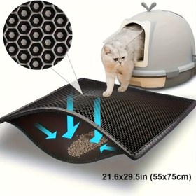Resim Çift Katlı Kaymaz Kedi Kum Paspası Yıkanabilir Yatak Matı Temizlik Pedi 