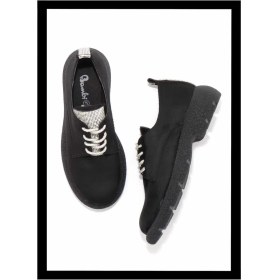 Resim Bambi Siyah Süet Kadın Oxford Ayakkabı K01311230102 