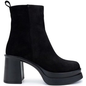 Resim Tamer Tanca Kadın Hakiki Deri Siyah Süet Topuklu Bot 775 066-20801 Bn Bot Sk24-25 Sıyah Suet Siyah Süet 