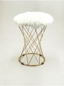 Resim sandalyecafesi Sandalye Cafesi Gold Pota Tabure-metal Gold Peluş Çift Yönlü Pota Sehpa Bl017 