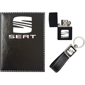 Resim promosyon denizi Seat Logolu Siyah Ruhsat Kabı Ve Seat Logolu Anahtarlık 