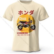 Resim Bolf Retro Bisiklet Sanat Tişört %100 Premium Pamuk Slim Fit El Boyalı Motosiklet Baskılı Tişört - Sürüş Tutkunları İçinbej 