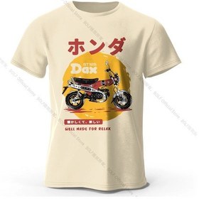 Resim Bolf Retro Bisiklet Sanat Tişört %100 Premium Pamuk Slim Fit El Boyalı Motosiklet Baskılı Tişört - Sürüş Tutkunları İçinbej 