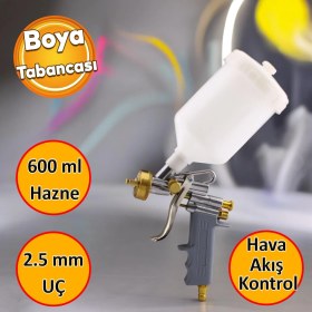 Resim Badem10 Metal Ahşap Plastik Yüzey Boyama Tabancası Üstten Depolu Havalı Boya Tabanca 600 ml 2.5 mm Uç 