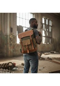 Resim Kanvas Kumaş Laptop Gözlü Üniseks Sırt Çantası Baggaj Ks25225 Yeşil 