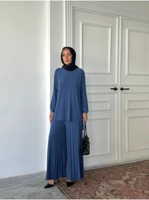 Resim Genel Markalar Tesettür Piliseli Pantolon Tunik Sandy İkili Takım 