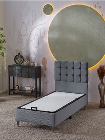 Resim Beehanem Bengü 90x190 Tek Kişilik Baza Başlık 2 Li Set Babyface226 Gri 