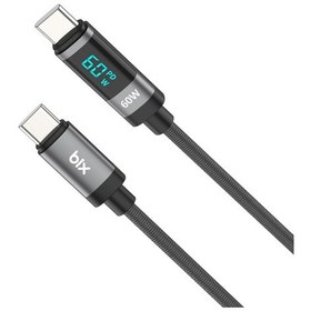 Resim Bix BX06CC Type-C to Type-C 60 W Dijital Ekranlı Şarj Data Kablosu 