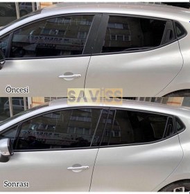 Resim Renault Clio4 Kapı Direk Dış cam çıta Maun Kaplama,Parlak Siyah 