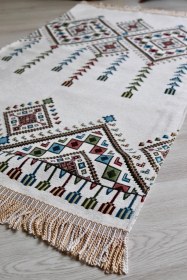 Resim Lale Desenli Astarlı Lüks Seccade S1002 Siyah Beyaz 