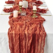 Resim Düğünler, Partiler ve Özel Günler İçin Mükemmel - Şık Polyester Buruşuk Masa Koşucusu 