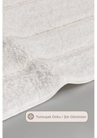 Resim Elart Solid Banyo Halısı Paspas Takımı Pamuklu 2 Adet 60x100 Cm Krem Krem 