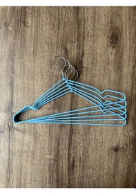 Resim Silikon Kaplı Kaydırmaz Metal Elbise Askısı Mavi 10 Adet Mavi 