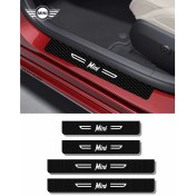 Resim Mini Universal Siyah Karbon Kapı Koruma Yazılı Dekoratif Kapı Eşiği Beyaz Universal Yazılı 4 Parça Mini Universal Özel 