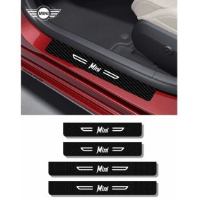 Resim Mini Universal Siyah Karbon Kapı Koruma Yazılı Dekoratif Kapı Eşiği Beyaz Universal Yazılı 4 Parça Mini Universal Özel 