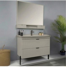 Resim Kobos Noble 100 Cm Banyo Dolabı Seti Luna Gri 