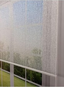 Resim donatti perde OLYMPOS Serisi - Kırçıl Desenli Çift Mekanizmalı Beyaz Tül Antrasit Gri Stor Perde 70 x 200 