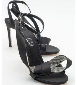 Resim Luvishoes Pares Siyah Saten Kadın Topuklu Ayakkabı 