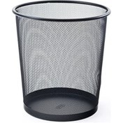 Resim Ofis Tipi Metal Siyah Çöp Kovası Perforeli 