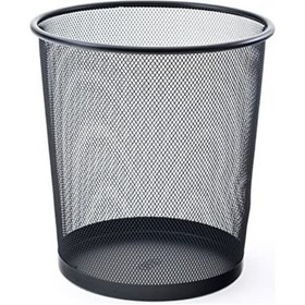 Resim Ofis Tipi Metal Siyah Çöp Kovası Perforeli 