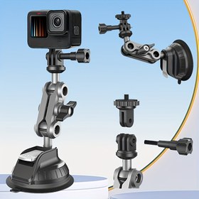 Resim Dayanıklı ABS Çok Seviyeli Ayarlanabilir Gimbal Eylem Kameraları İçin - Döner Başlıklı Evrensel Montaj Standı, Gopro, Action3, Max, Sjcam, Mountain Dog Serisi İçin İdeal, Çok Yönlü Fotoğraf Ekipmanı, Kamera Montaj Standı | Ayarlanabilir Kamera Standı | Dayanıklı ABS Standı, Kamera Montaj Aksesuarları 