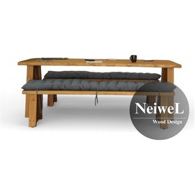 Resim Neiwel Bues Doğal Ahşap Banklı Toplantı Masasıı x 120 x 280 Açık Ceviz 