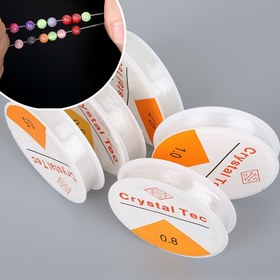 Resim 1 Rulo Rastgele Boyutlu Elastik İplik - DIY Boncuk İşçiliği, Bileklik Yapımı, Takı Tasarımı için Şeffaf Esnek Balıkçı İpi - Dayanıklı ve Esnek İpler (0.8mm, 0.5mm, 0.3mm), Bilezik Yapımında Kullanılan İp, Boncuk Bağlama Gereçleri, Canlı Renkli Boncuk Aksesuarları 