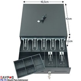 Resim Saypos PS75 Para Çekmecesi 7 Banknotlu Yazarkasa Pos Bağlantılı ve Anahtardan Açılır 40.5x42x11 CM 
