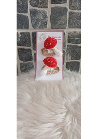 Resim Çıtçıtlı Mantar Toka- Örgü Toka Kırmızı 