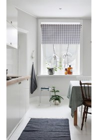 Resim Naturel Potlu Ekose Tül Perde Retro Gri 