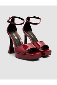 Resim Cabani Platform Topuklu Bordo Bantlı Kadın Ayakkabı Bordo 
