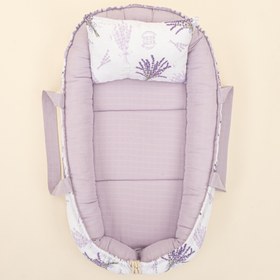 Resim Babynest ve Yastık - Çift Taraflı - Lila Muslin - Lavanta 