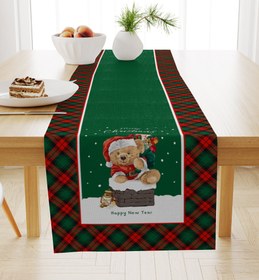 Resim Evmila Ayıcıklı Yılbaşı Desenli Runner Modeli - 40x140 cm 