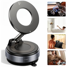 Resim Geliştirilmiş K007 Telefon Tutucu - 360° Vakum Manyetik Araç Montajı, Katlanabilir Emme Kupası ile Arabalar/Spor Salonları/Aynalar/Video Görüşmeleri/Canlı Yayın/Düz Yüzeyler için, Tüm Telefonlarla Uyumlu (Siyah/Beyaz) - Taşınabilir ve Güvenli Tutuş 