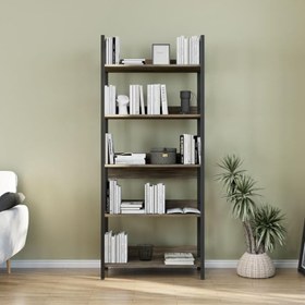 Resim Profile 5 Raflı Kitaplık-Retro Ceviz 73x172x35 cm 