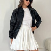 Resim Kadınlar için Şık Yüksek Bel Beyaz Fırfırlı Mini Etek - Akıcı Bale Tütü Stili, Yaz ve Sonbahar Modası, Partiler ve Konserler için Mükemmel, Polyester Karışımı, Sadece Elde Yıkama 